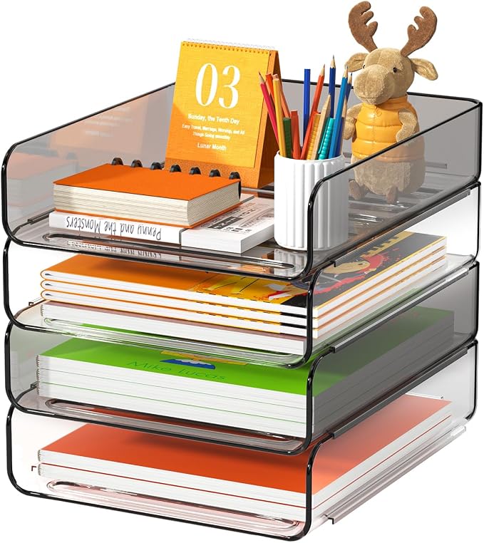 FANXIYQ 4-Tier Acrylic Paper Tray Organizer, A4 Paper, Books & Office Supplies by FANXIYQ