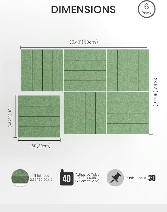 Bumusty Large Cork Board Alternative-36 x 24" Felt Bulletin Board Tiles - Image 2