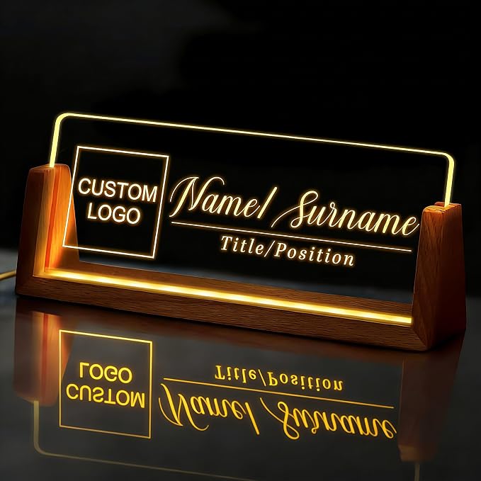 Custom Light Up Name Plate for Desk, Desk Name Plate Personalized by EOBIBIFUN