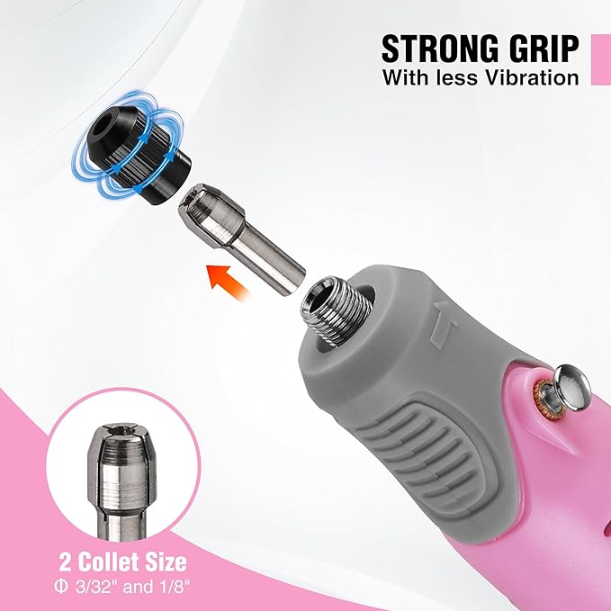 WORKPRO Cordless Rotary Tool Kit with 71pcs Accessories, 3 Variable Speeds, USB Rechargeable Mini Rotary Tool for Engraving, Sanding, Polishing, Carving, Cutting, DIY Crafts - Pink Ribbon-DeskLoop Office
