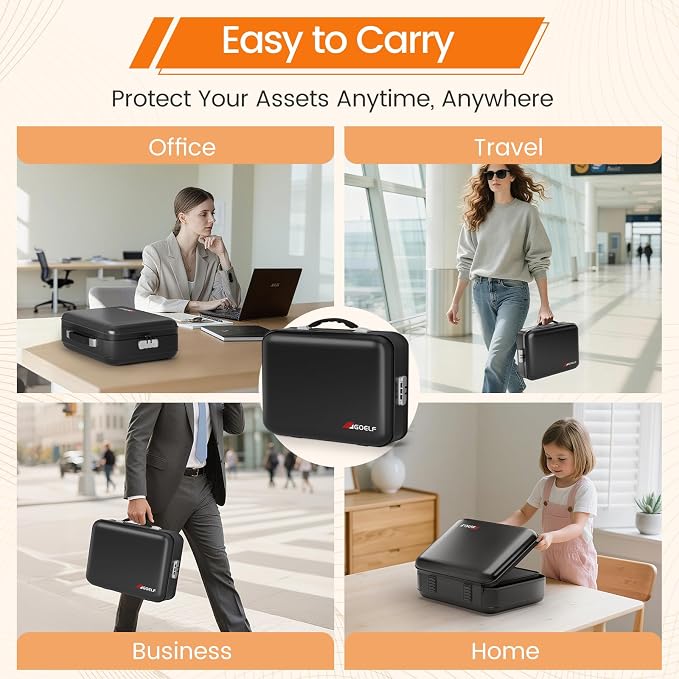 Fireproof Document Box with Lock, 5200°F Fireproof Water Resistant Hard Case - Image 7
