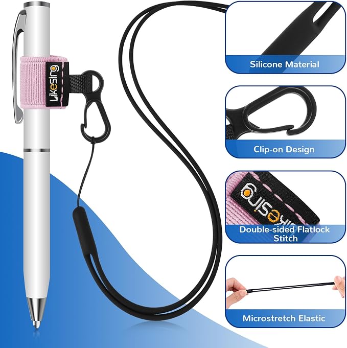 Likesing Pen Holder for Lanyard, 4 Set Elastic Retractable Pencil Holder - Image 4
