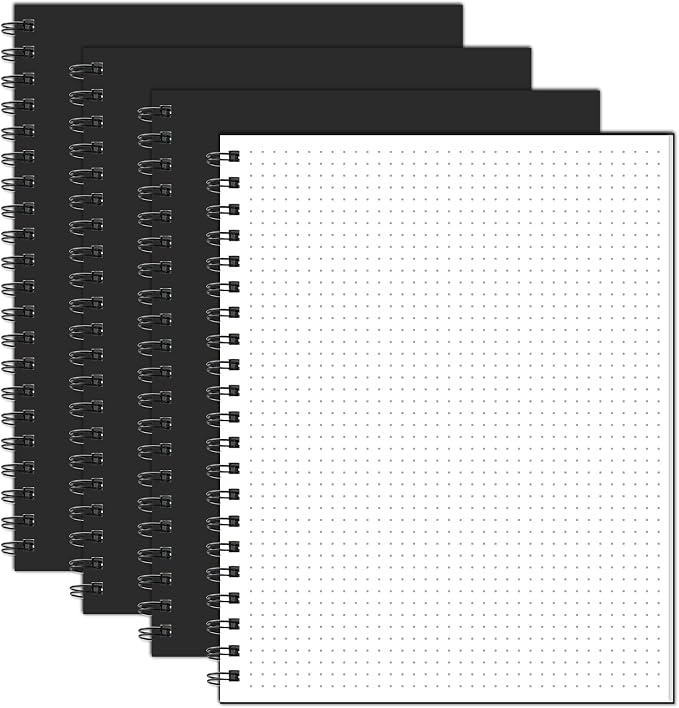 Bullet Dotted Spiral Notebook 8.5" x 11" A4 Large Dot Grid Journal, 100 GSM by Ouzoustate