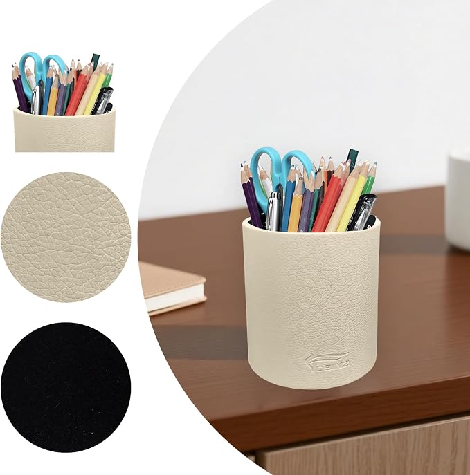 Leather Pen Holder, Desktop Elegant Pen Holder - Image 7