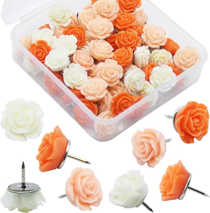 YOUDEFUL 60Pcs Decorative Pushpins, Cork Board Tacks, Bulletin Board Tacks by YOUDEFUL