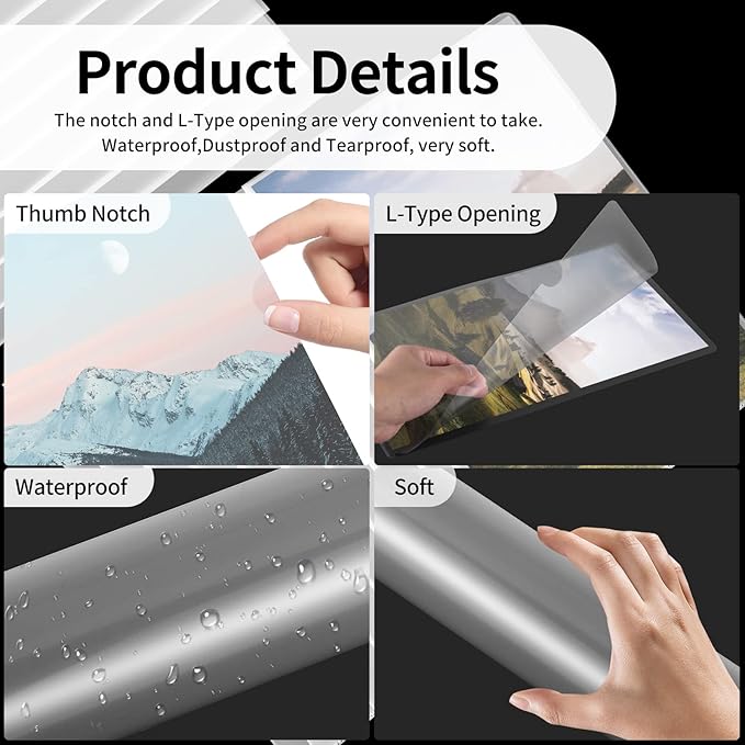 24 Packs Legal Size Clear Project Pocket Sleeves 9”x14.5”L-Type Plastic Folders - Image 3