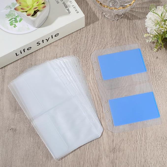 24 Pockets 12 Pack A6 Cash Binder Envelopes Clear Zipper Binder Pocket 6 Rings - Image 3