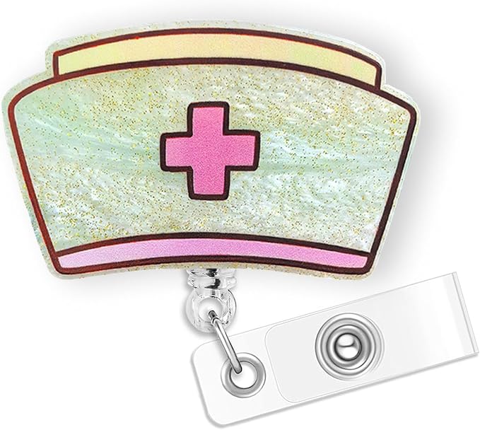 Cute Nurse Cap Badge Reel Retractable by Bydevia