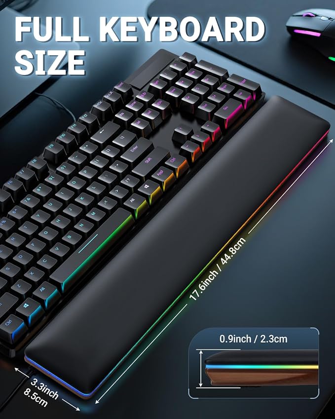 ASFSKY RGB Keyboard Wrist Rest, Ergonomic Wooden Wrist Support - Image 2