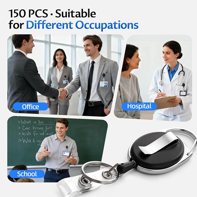 Simetufy 150 Pack Retractable Badge Reels - Image 7