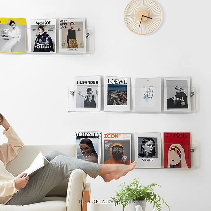 2-Pack 36" Acrylic Magazine Holder Vinyl Records Holder, Wall Display Floating - Image 7