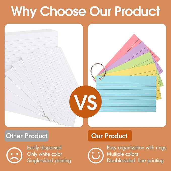 350 Pcs Index Cards With Ring, 3x5 Inches Flash Cards With Rings，Colored Heavy - Image 4
