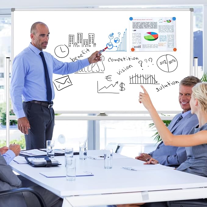 BSTPCOO Double-Sided Rolling Whiteboard on Wheels 72"x40", Large Magnetic - Image 6