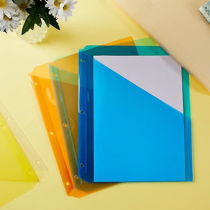 Maitys 100 Pack Binder Pockets 3 Hole Punch Clear Plastic Document Folders - Image 4