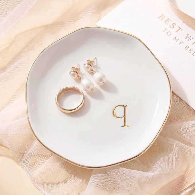 Ceramic Jewelry Tray, Personalized Initial Jewelry Dish by GIVITASOT