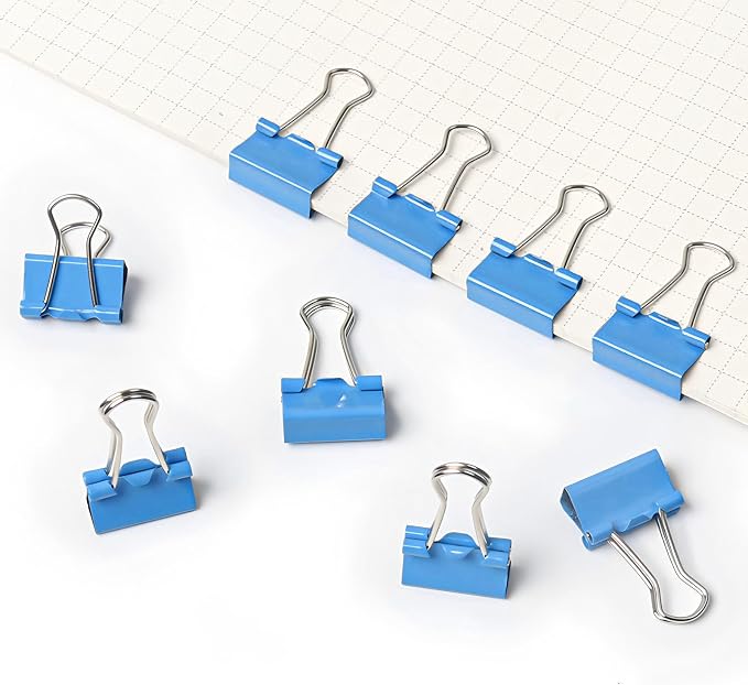 50 Pack Small Blue Binder Clips 3/4 Inch, Colored Little Paper Clamps, Tiny - Image 4