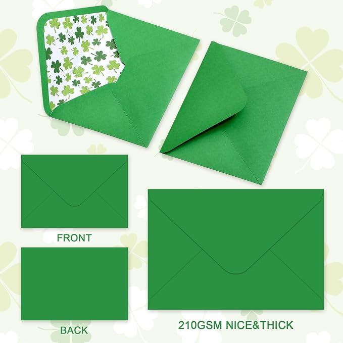 Whaline 50 Pcs St. Patrick's Day Invitation Envelopes Greeting Card Envelope - Image 3