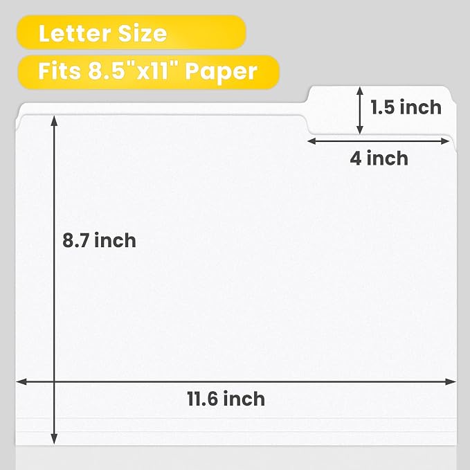 SUNEE File Folders, 120 Pack Manilla Folders 8.5 x 11, 1/3 Cut Tab - Image 2