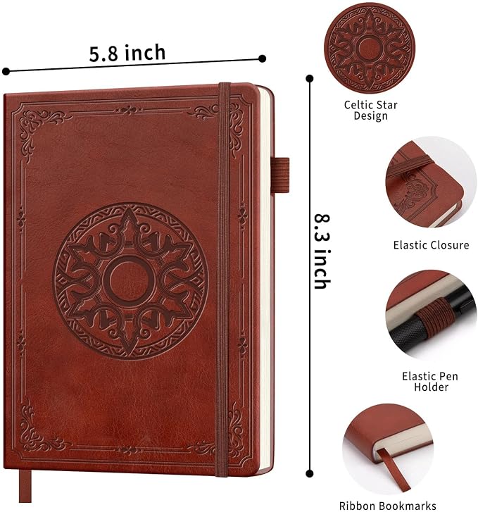 Lined Journal Notebook, A5 Leather Vintage Journals - Image 2