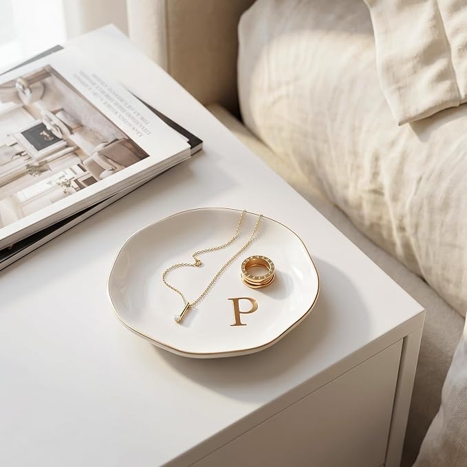 Ceramic Jewelry Tray, Personalized Initial Jewelry Dish - Image 6