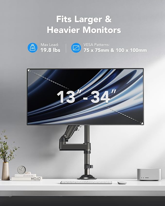 HUANUO Single Monitor Arm, Adjustable Desk Mount - Image 2