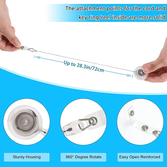 JANYUN 50 Pcs Retractable Badge Reel Clips Holder - Image 4