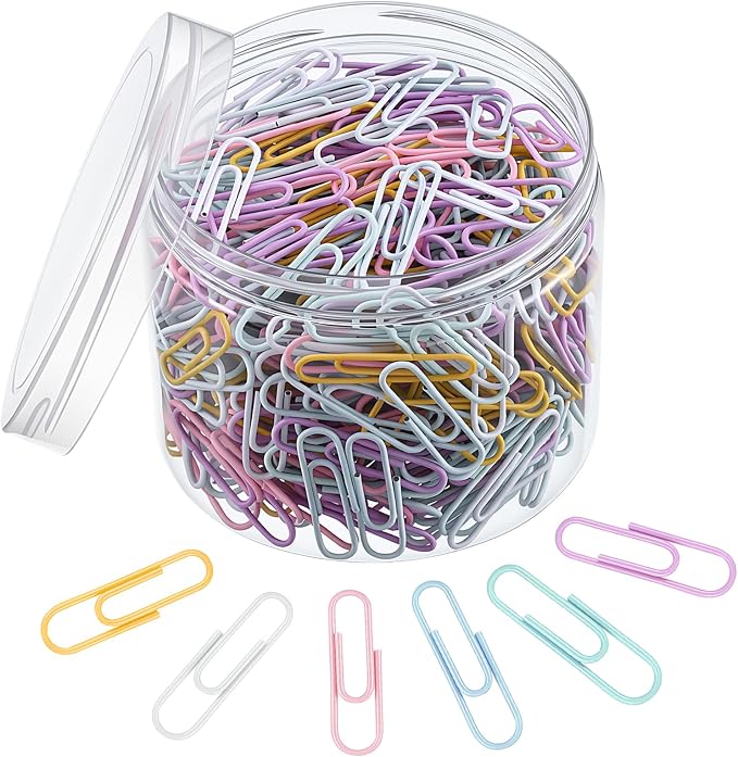 Color6102ed Paper Clips Assorted Paperclips Vinyl Coated Clips by SUMAJU