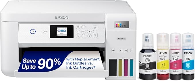 Epson EcoTank ET-4800 Wireless All-in-One Cartridge-Free Supertank Printer with Scanner & EcoTank ET-2850 Wireless Color All-in-One Cartridge-Free Supertank Printer with Scan-DeskLoop Office