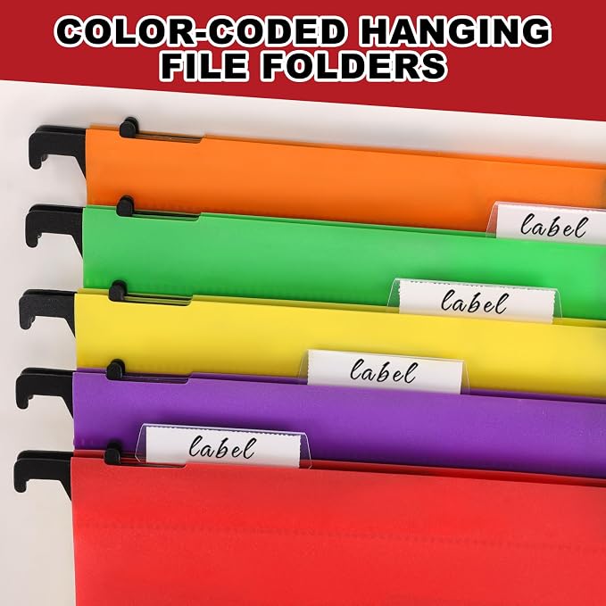 Navona 5 Pack Plastic Hanging File Folders, Letter Size | Heavy Duty 2" - Image 7