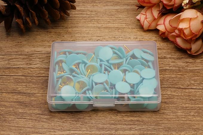 Tupalizy 120PCS Flat Plastic Round Head Map Thumb Tacks Push Pins - Image 5