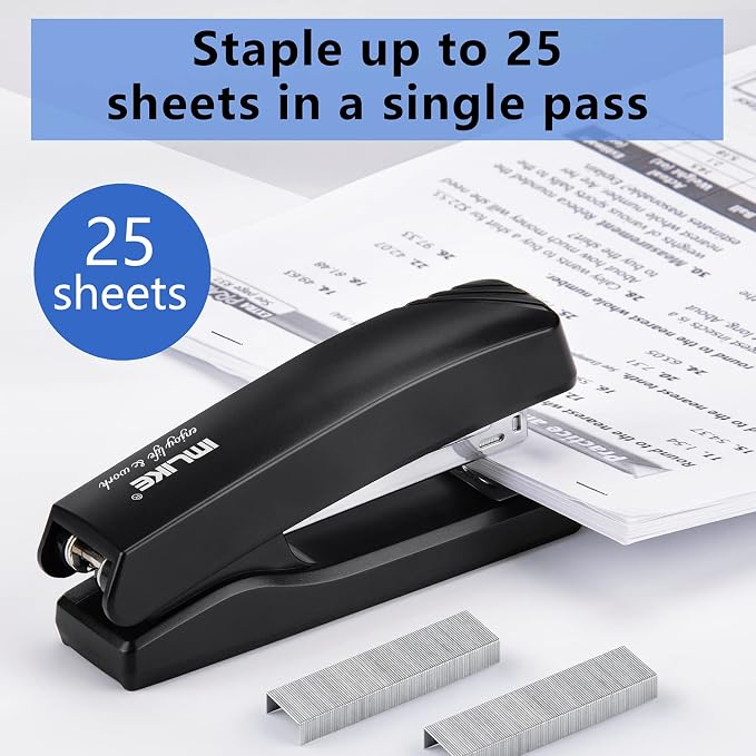 Desktop Office Stapler with 2000 Staples: IMLIKE Half Strip Desk Staplers - Image 3