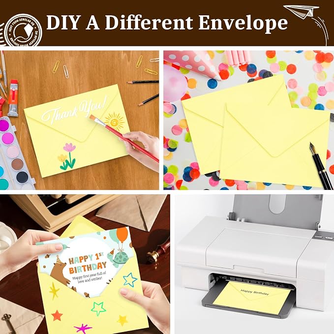 200 Pack A7 Envelopes, Light Yellow Greeting Card Envelopes Self Seal, 5.24 x - Image 6