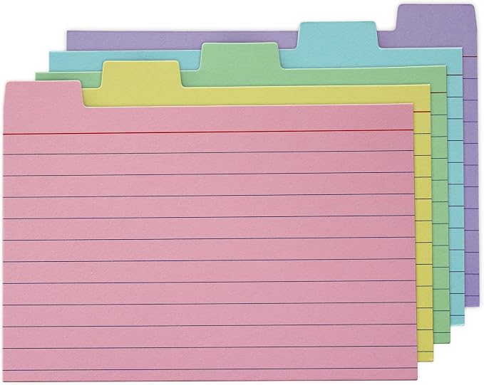 100 Pack Tabbed Index Cards 4x6 Lined Index Card Dividers by Unknown