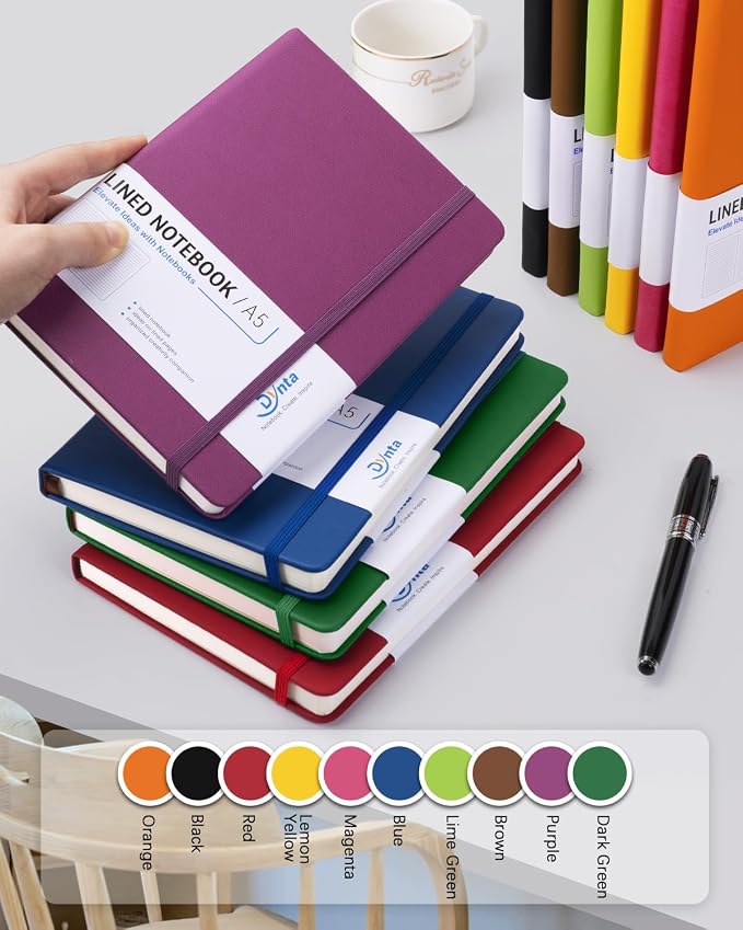 Dynta Hardcover Journal Notebooks, 10 Packs A5 Lined Journals Bulk - Image 6