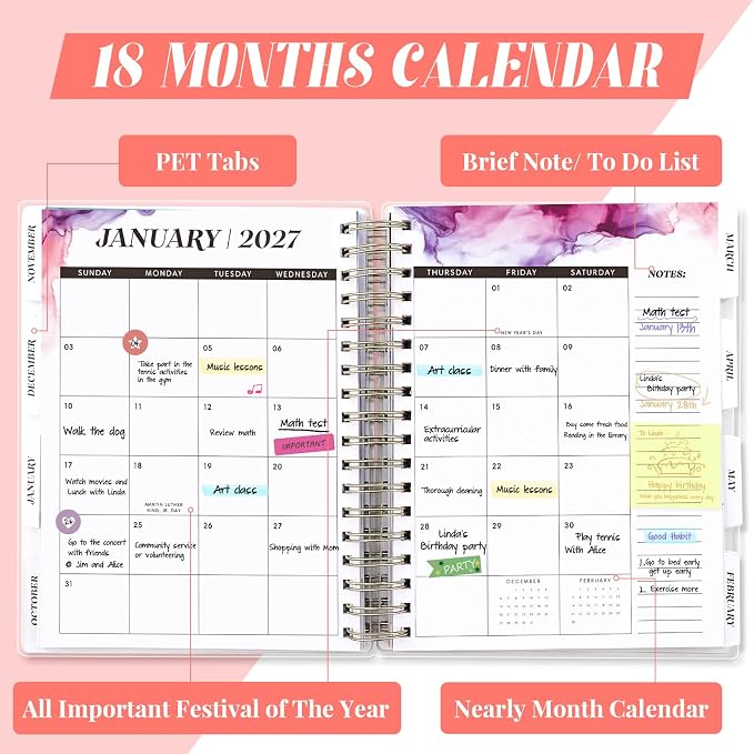 Planner 2026-2027, Large 18 Months Academic Daily Weekly Monthly Planner Yearly - Image 4
