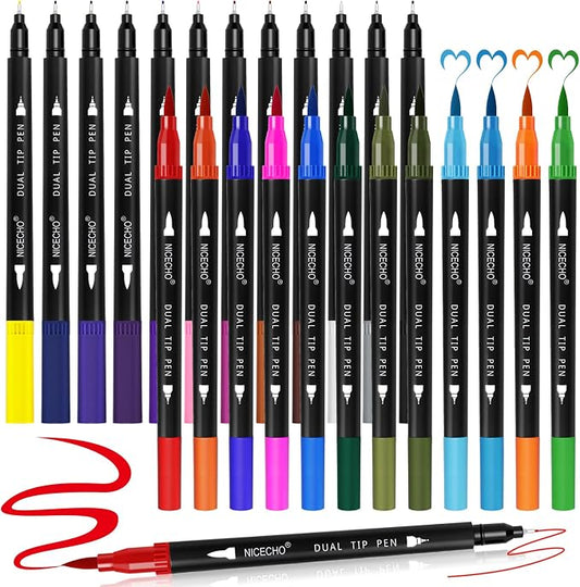 Nicecho 24 Colors Dual Tip Art Markers Pens by Nicecho