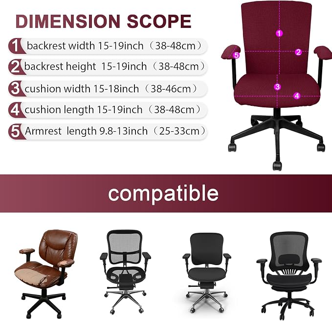 Tallew 4 Pcs Office Chair Covers Set Computer Universal Protective Stretchable - Image 2