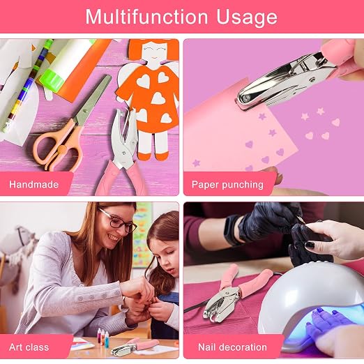 2 Pieces Heart and Star Handheld Hole Paper Punch Metal Single Hole Paper Punch - Image 6