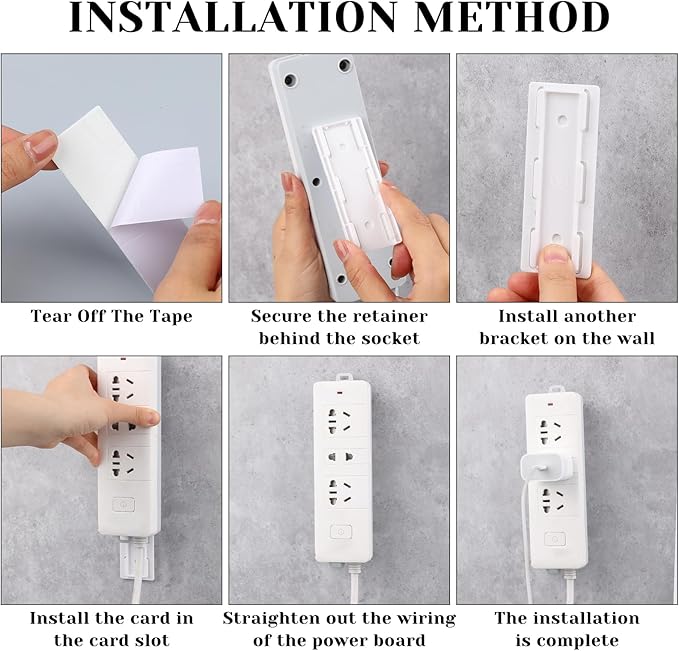 Giantree 6 Pack Self Adhesive Power Strip Holder, Power Strip Holder Desktop - Image 3