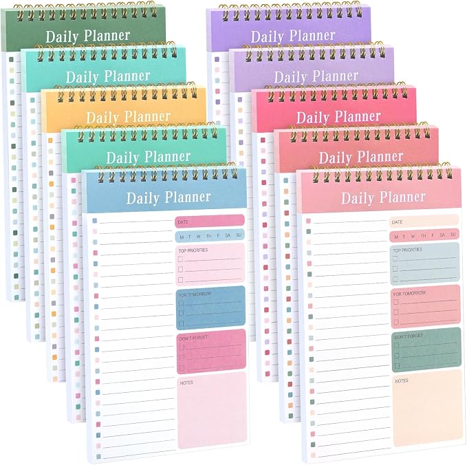 LABUK 10 Pack Daily To Do List Notepads 5" x 8" Daily Planner 30 Sheets Spiral by LABUK