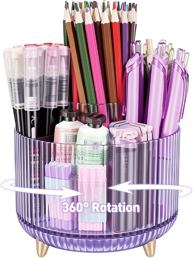 360 Rotating Pen Pencil Holder for Desk, Pen Organizer by HUTUDD