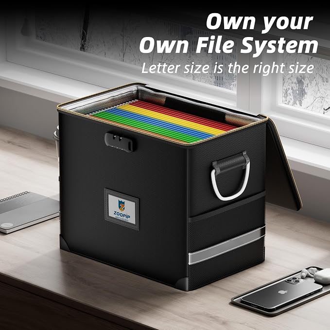 File Organizer with Lock, Fireproof Document Box, Hard Safe Box Includes 10 - Image 5