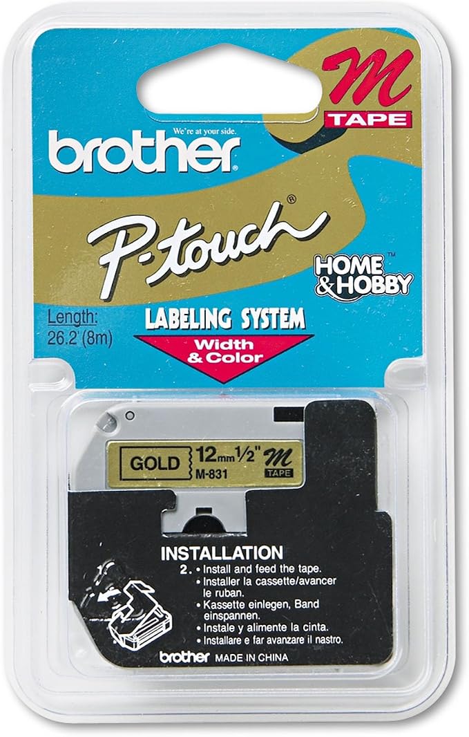 Brother Tape Cartridge 0.5IN Wide, Non-laminated Black on Gold by Unknown