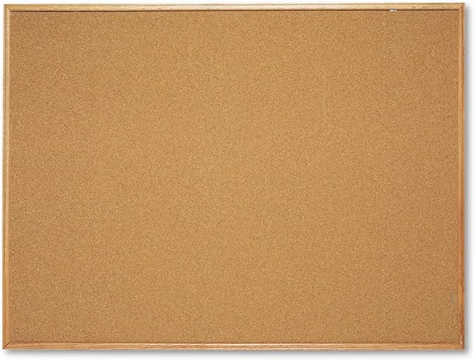 Quartet Cork Board, Bulletin Board, Oak Finish Frame by Quartet