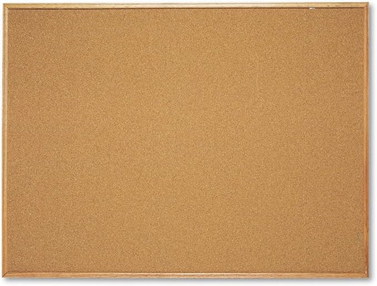 Quartet Cork Board, Bulletin Board, Oak Finish Frame by Quartet