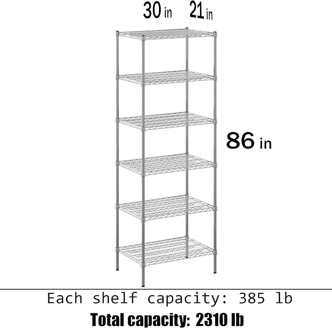Regal Altair 21" Deep x 30" Wide x 86" Height Wire Shelving Kit | 6-Tier | NSF - Image 3
