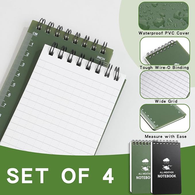 Waterproof Notebook, 4 Pack Pocket Notepad, All Weather Police Pocket Notebook - Image 3