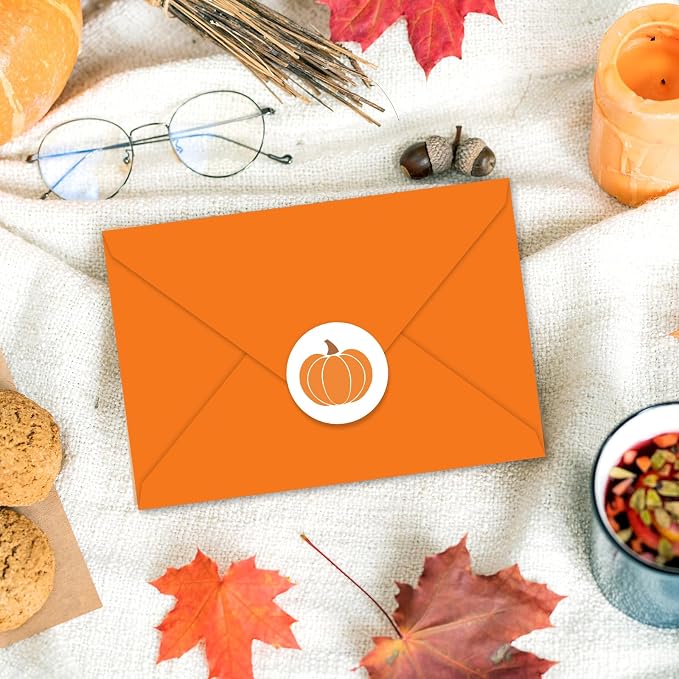 Whaline 50 Pcs Fall Invitation Envelopes Pumpkin Greeting Card Envelope Autumn - Image 6