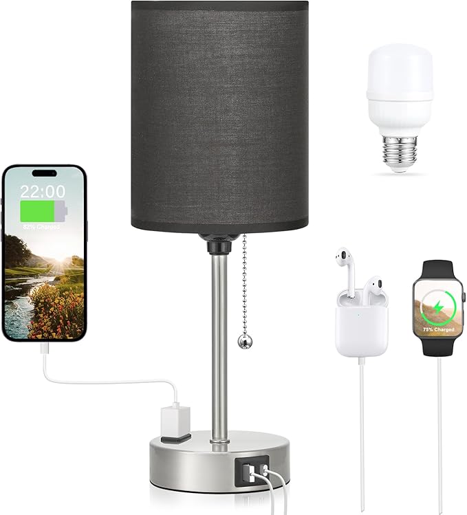 Black Table Lamp for Bedroom Nightstand by DicooolDirect