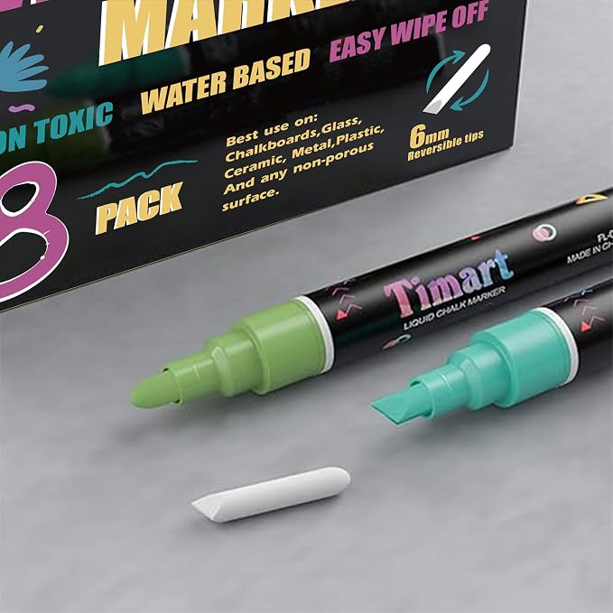 Timart Vintage 8 Pack Liquid Chalk Markers, Bold Wet & Dry Erase Marker Pens - Image 2
